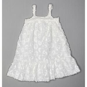 Janie & Jack White Floral Ruffle Sleeveless Jacquard Midi Dress Girls 18-24 Mo